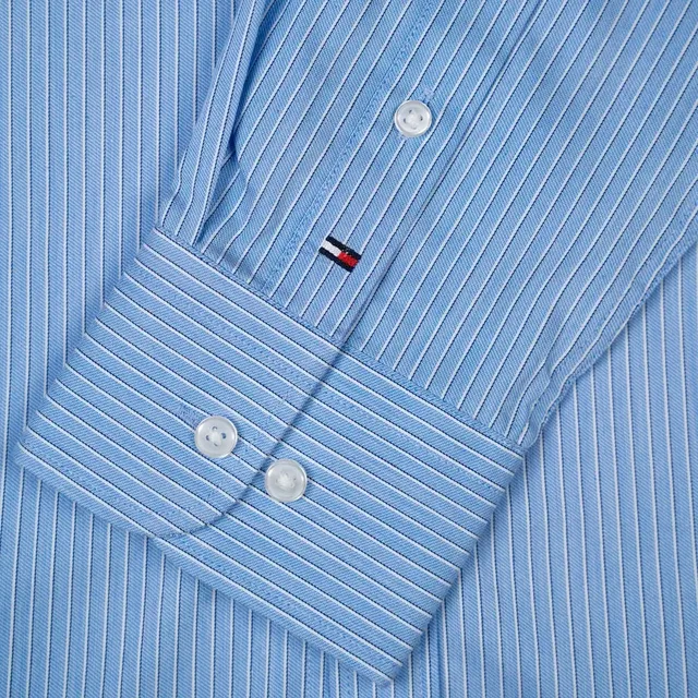 Tommy Hilfiger Men's Slim Fit Stretch Striped Dress Shirt - Light Blue, photo 2