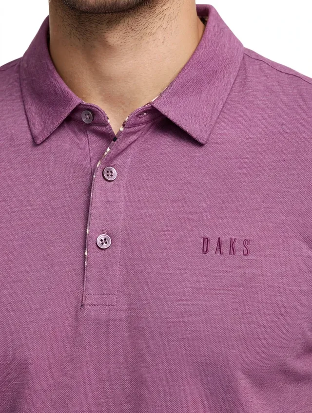 DAKS Short Sleeve Embroidered Logo Polo Shirt - Purple, photo 2