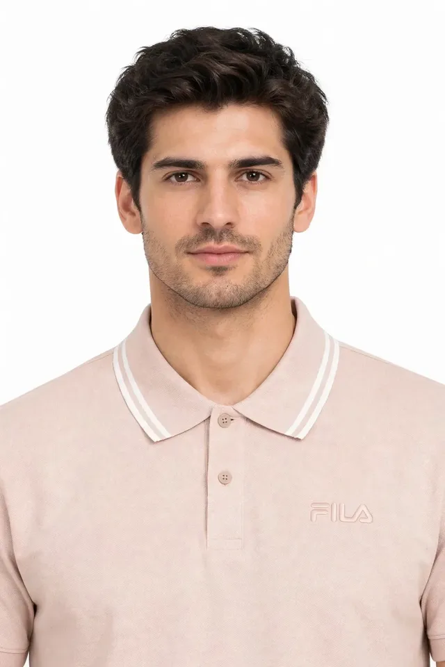 Fila Tipping Detail Short Sleeve Polo Shirt - Beige, photo 2