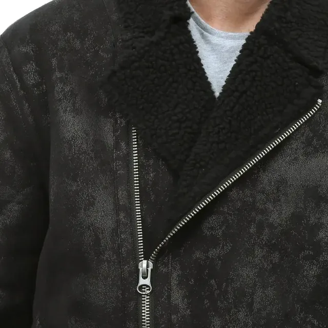 Industrie Co. Men's Faux Shearling Biker Jacket - Black, photo 3