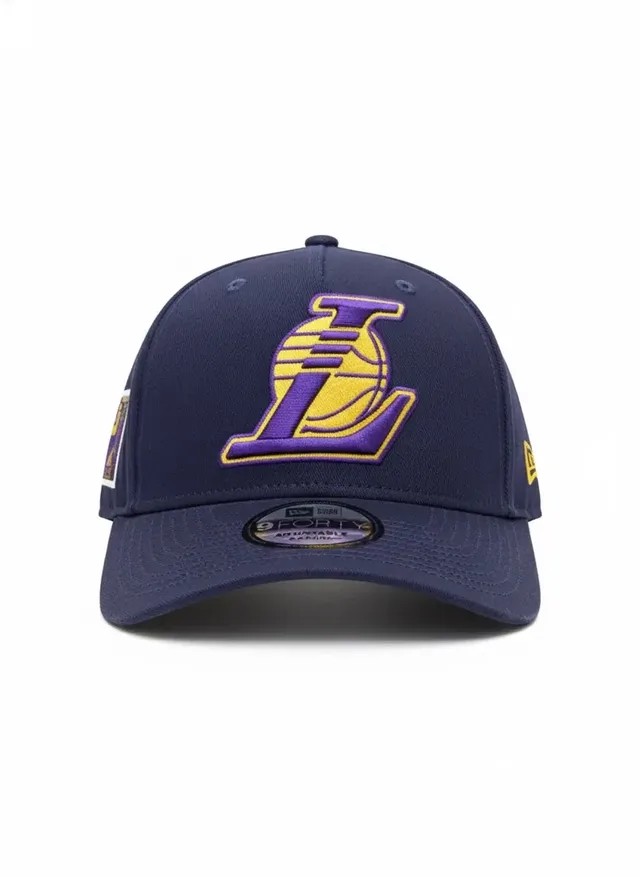 New Era 9FORTY A-Frame Los Angeles Lakers Big L Logo Adjustable Cap - Navy, photo 2