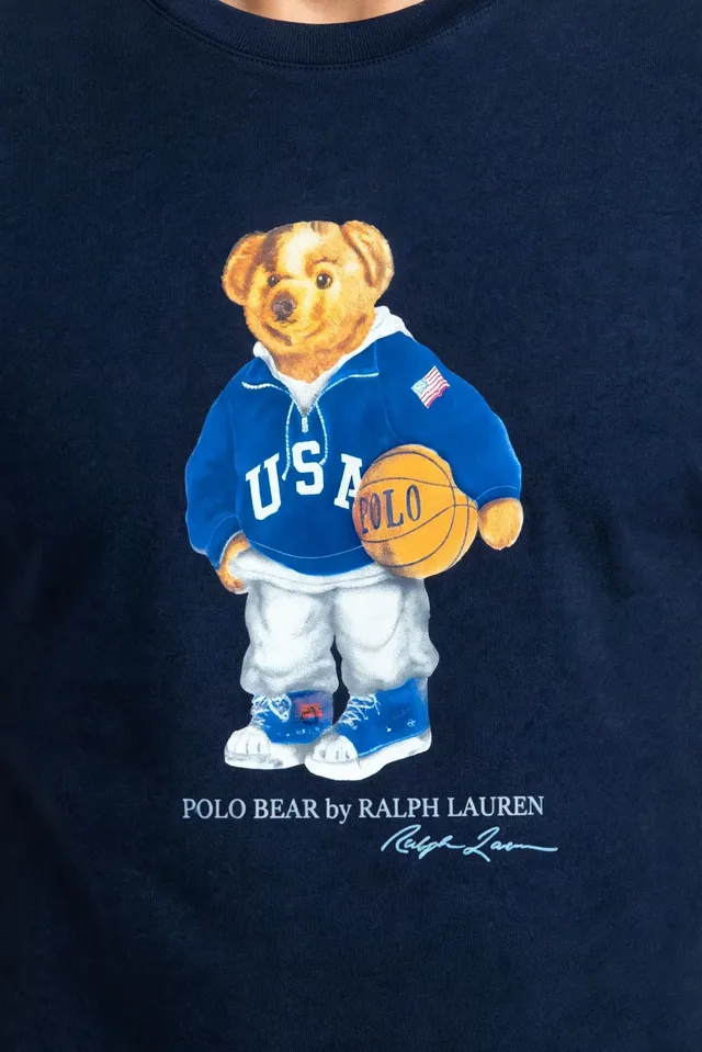 Ralph Lauren Men's Basketball Bear Graphic T-Shirt - Navy Blue, photo 2