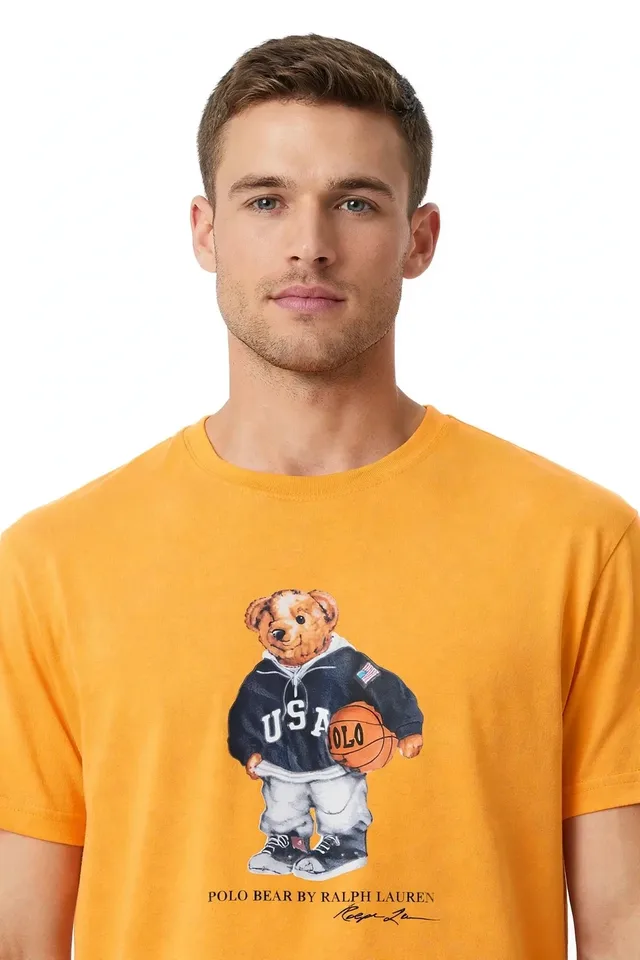 Ralph Lauren Men's Basketball Bear Graphic T-Shirt - Yellow, photo 2
