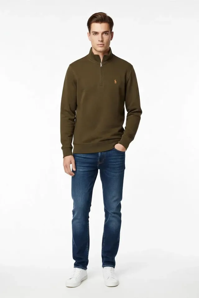 Ralph Lauren Men's Quarter-Zip Sweatshirt -Brown, photo 1