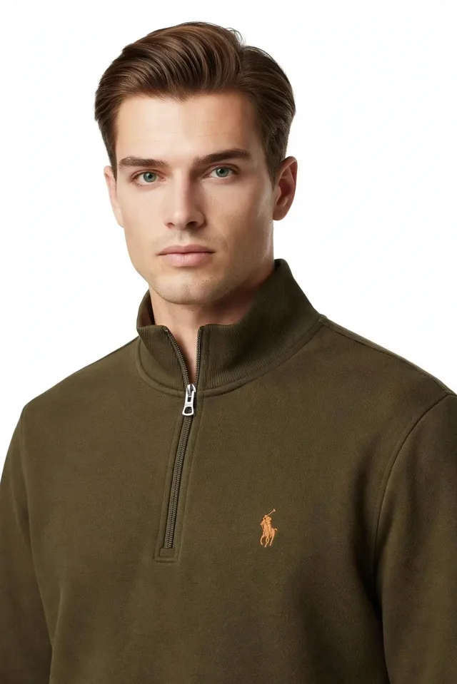 Ralph Lauren Men's Quarter-Zip Sweatshirt -Brown, photo 2
