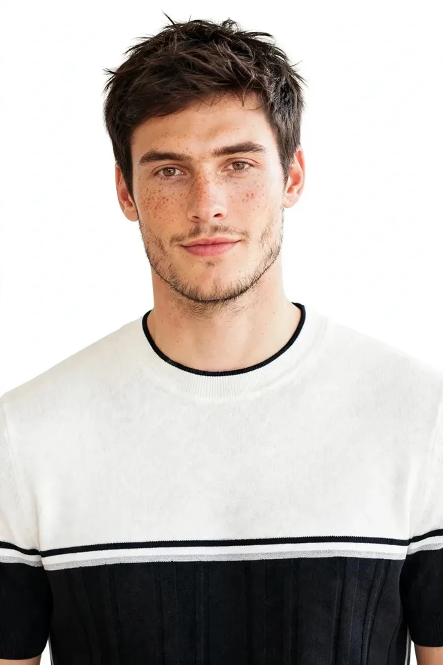 River Island Colourblock Knitted Crew Neck T-Shirt - Black and White, photo 2