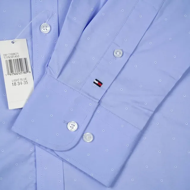 Tommy Hilfiger Men's Slim Fit Stretch Dotted Dress Shirt - Light Blue, photo 2