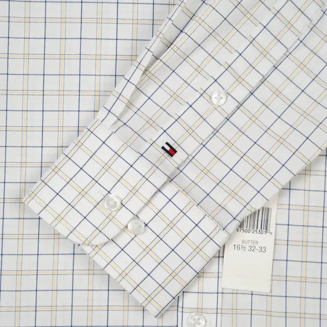 Tommy Hilfiger Men's Slim Fit Stretch Plaid Dress Shirt - WHITE, photo 3