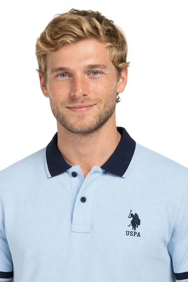 U.S. Polo Assn. Men's Contrast Trim Logo Polo Shirt - Light Blue, photo 2