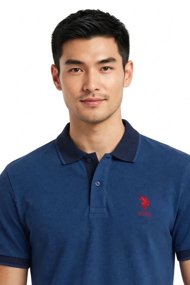 U.S. Polo Assn. Men's Contrast Trim Logo Polo Shirt - Navy Blue, photo 2
