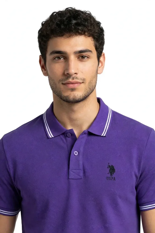 U.S. Polo Assn. Men's Contrast Trim Logo Polo Shirt - Purple, photo 2