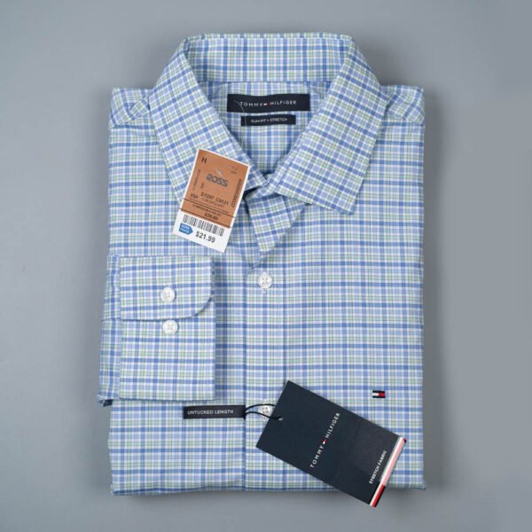 TOMMY HILFIGER SLIM FIT UNTUCKED LENGTH STRETCH DRESS SHIRT - Image 2